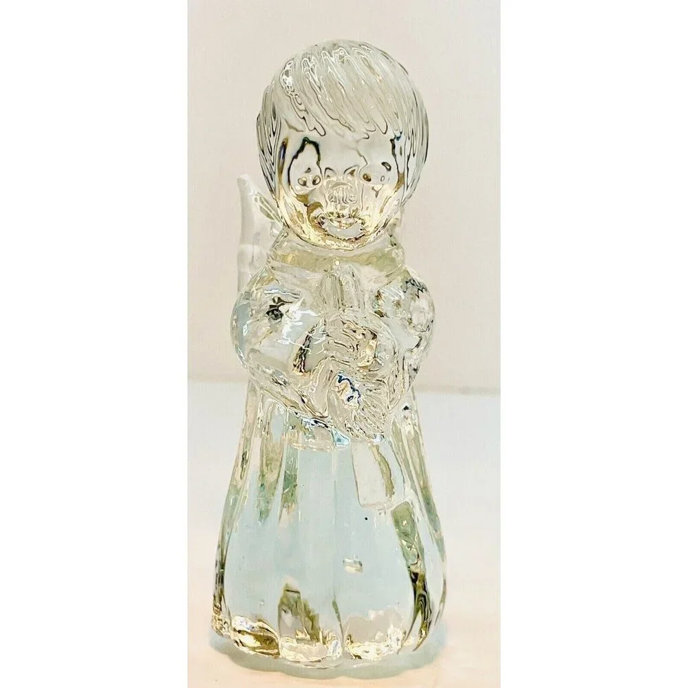 Vintage Christmas Nativity Angel Crystal Figurine Sculpture Brilliant 4